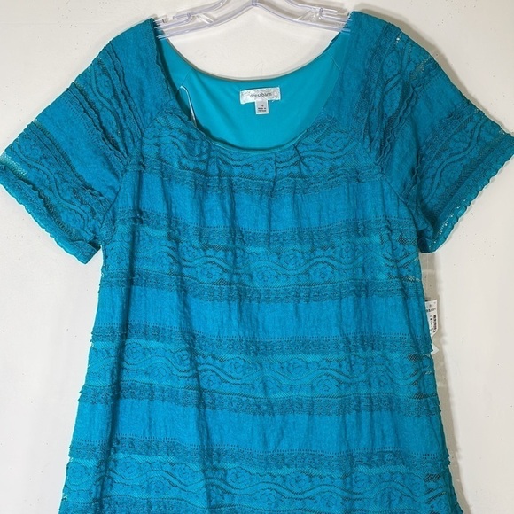 NWT. Dress Barn 16 Teal Lace Shift Dress. - Picture 5 of 12